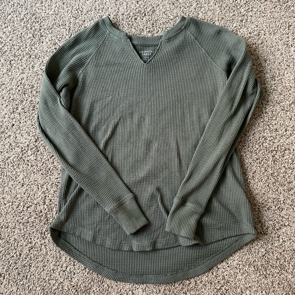 American Eagle Outfitters Sage Ribbed Knit Top